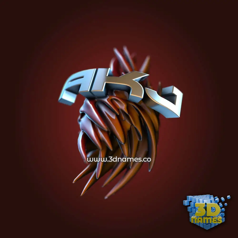 akj in Red Twisted style - 3D name wallpaper