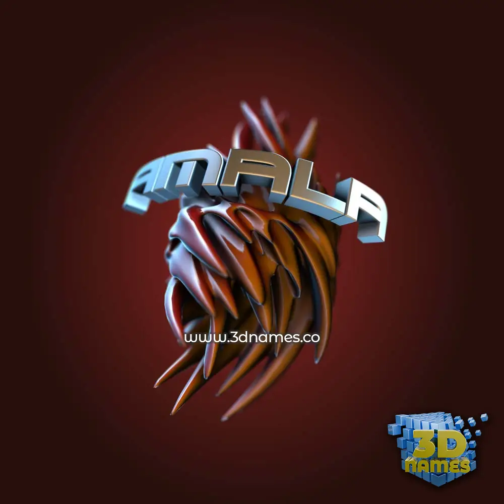 amala in Red Twisted style - 3D name wallpaper