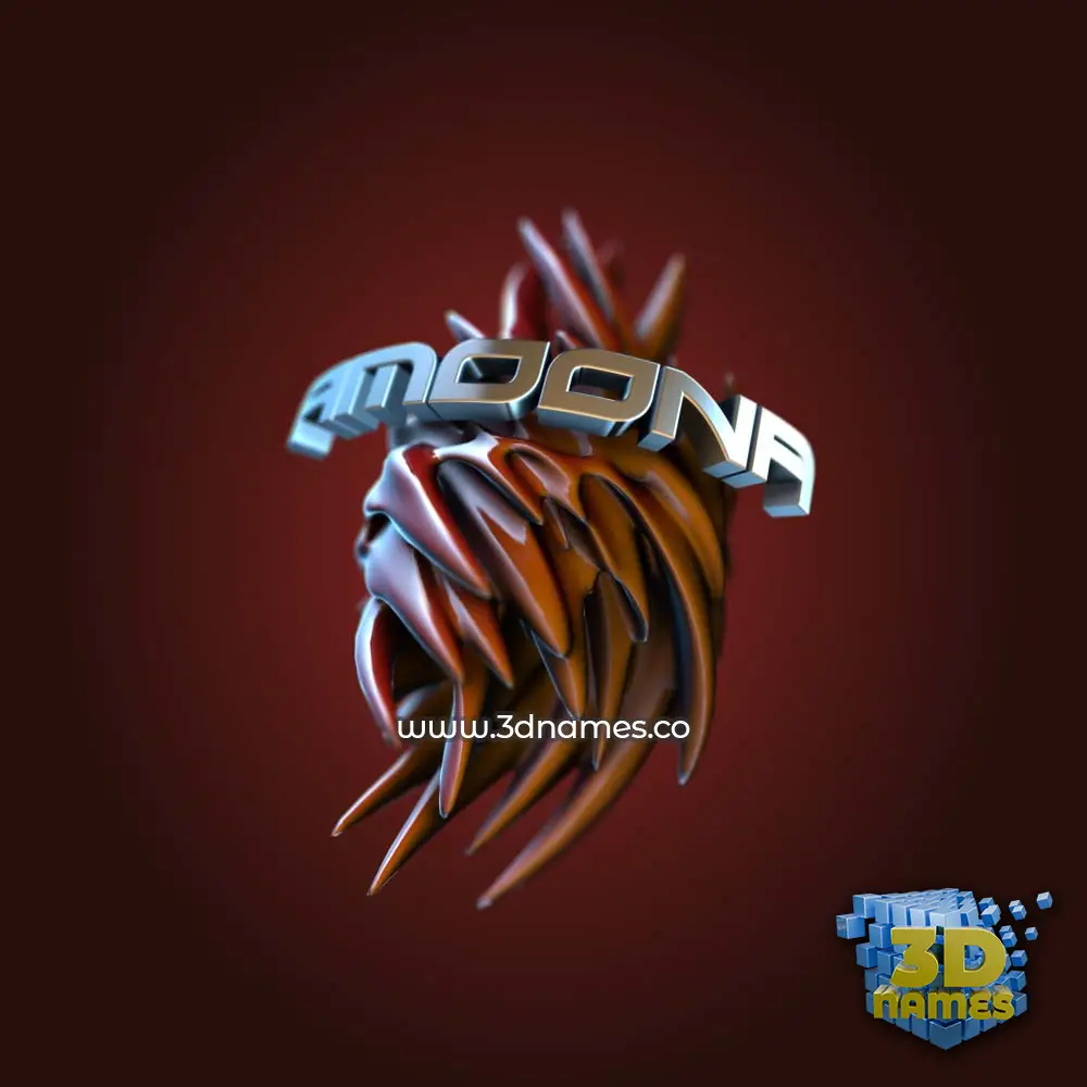 amoona in Red Twisted style - 3D name wallpaper