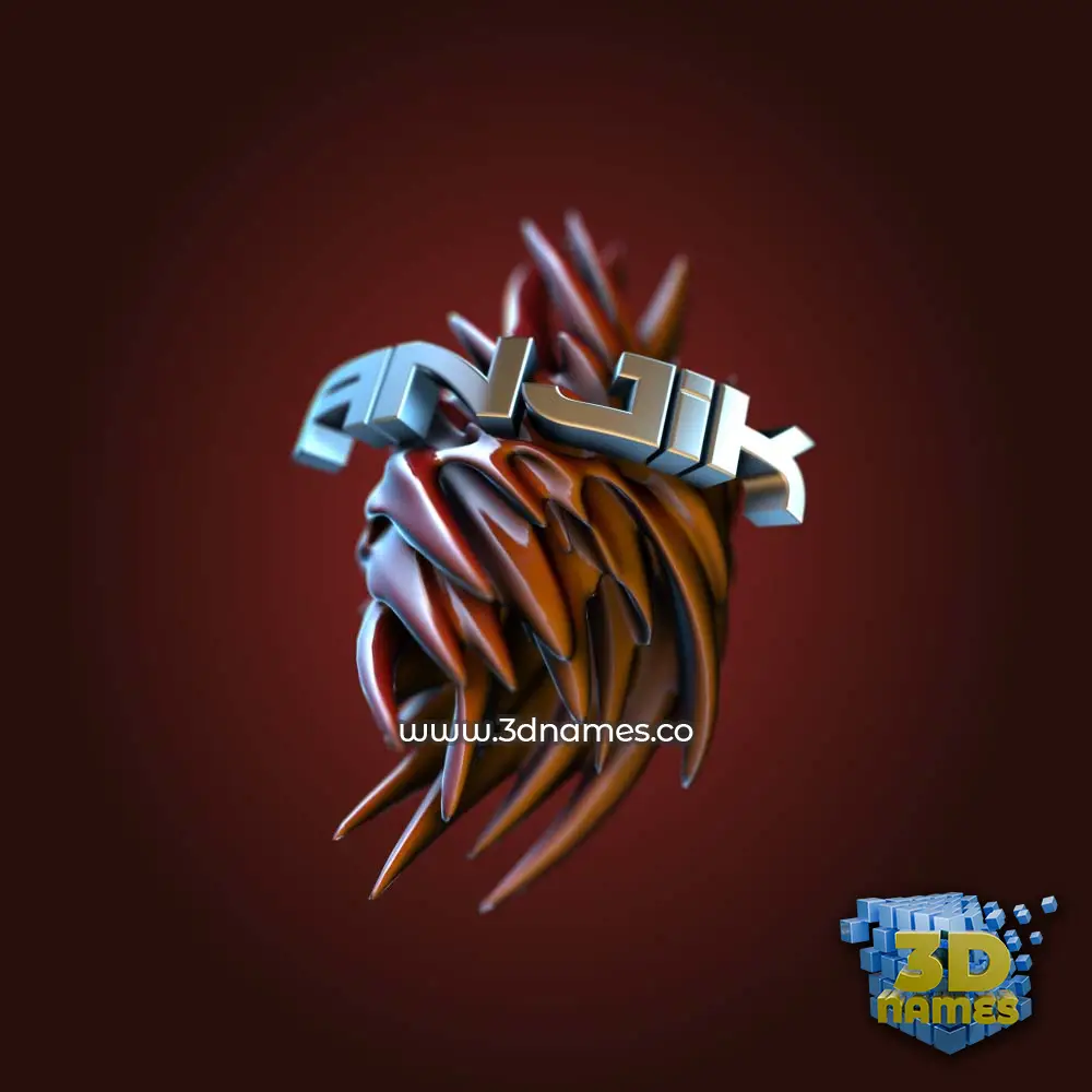 anjik in Red Twisted style - 3D name wallpaper