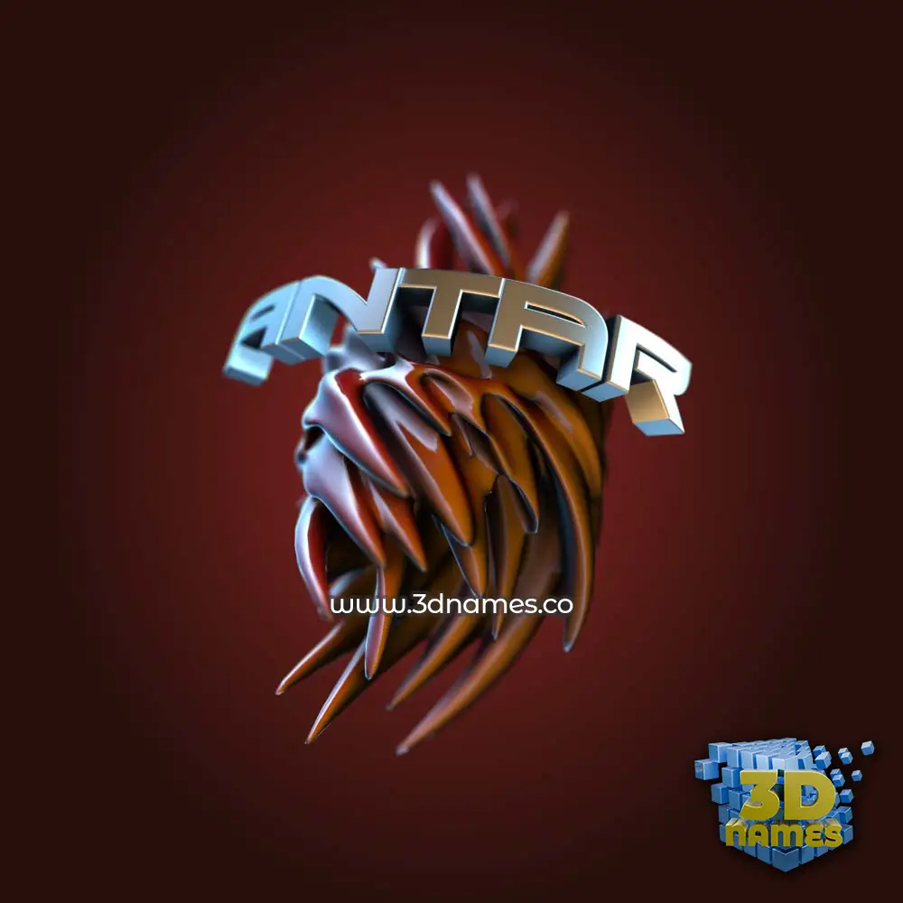 antar in Red Twisted style - 3D name wallpaper