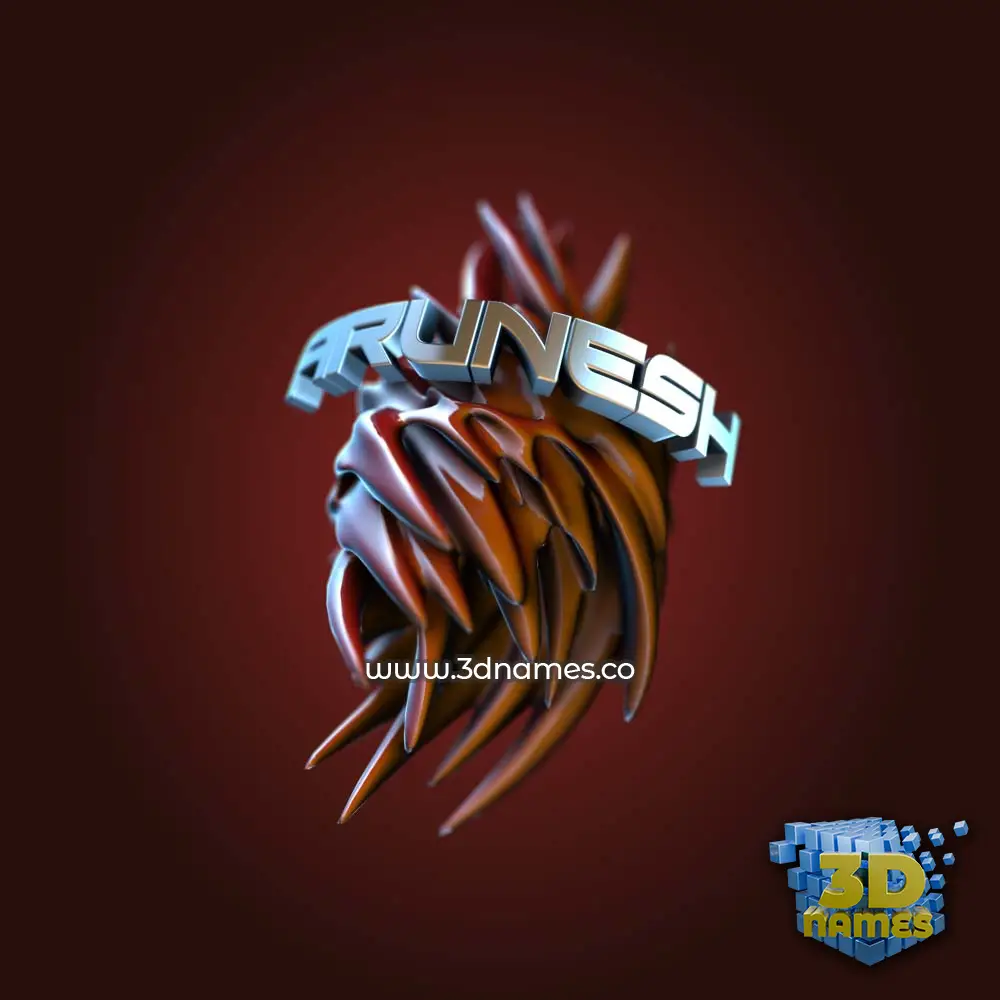arunesh in Red Twisted style - 3D name wallpaper