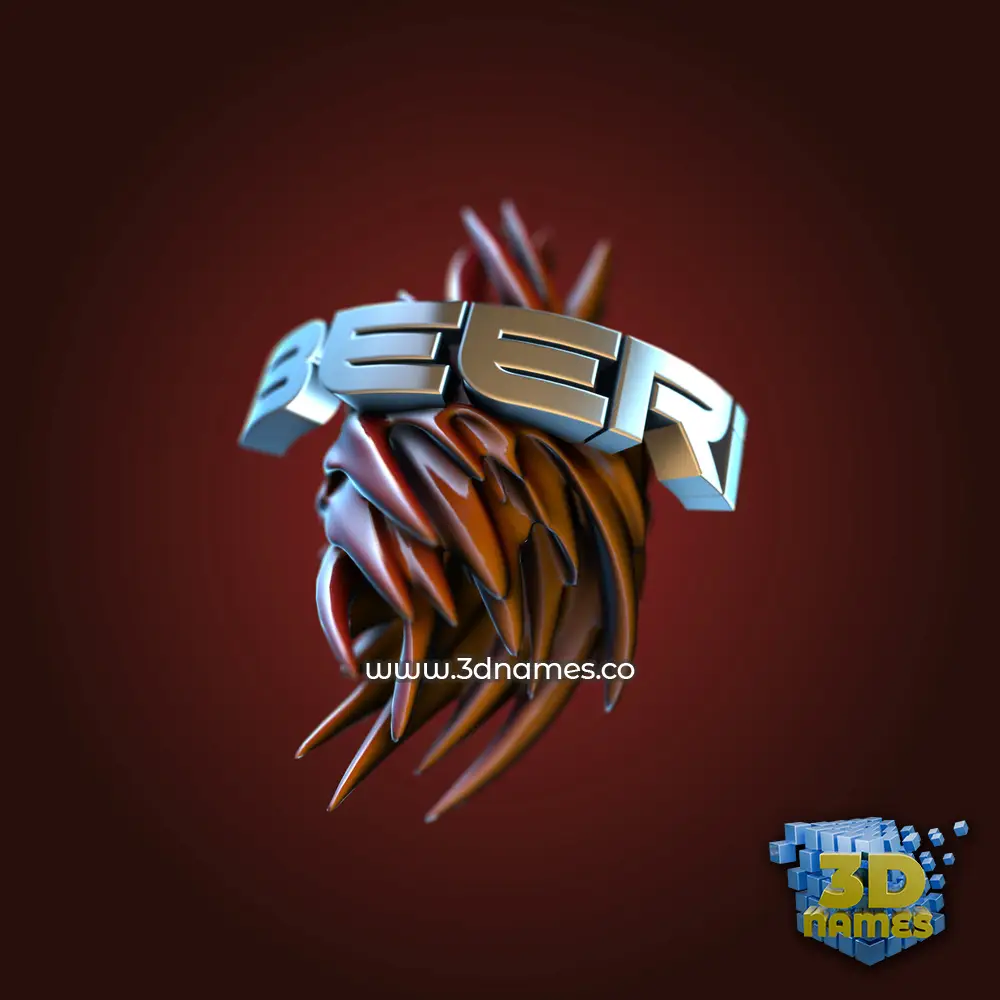 beeri in Red Twisted style - 3D name wallpaper
