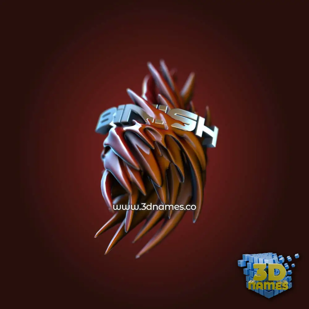 binish in Red Twisted style - 3D name wallpaper