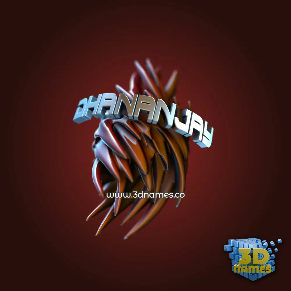 dhananjay in Red Twisted style - 3D name wallpaper