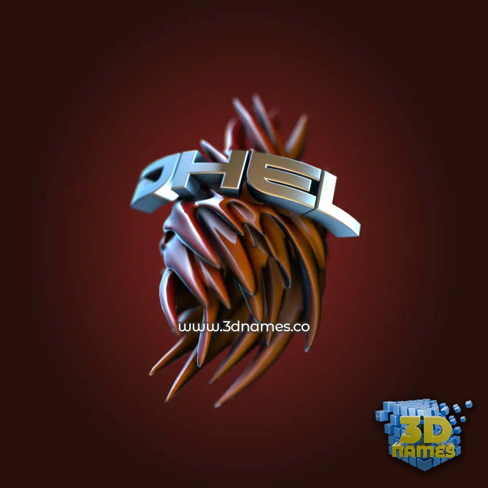 dhel in Red Twisted style - 3D name wallpaper