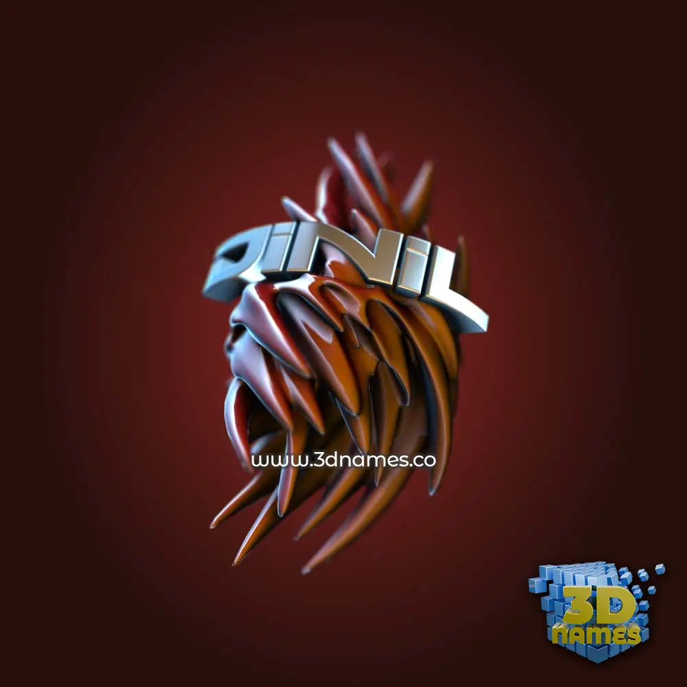 dinil in Red Twisted style - 3D name wallpaper
