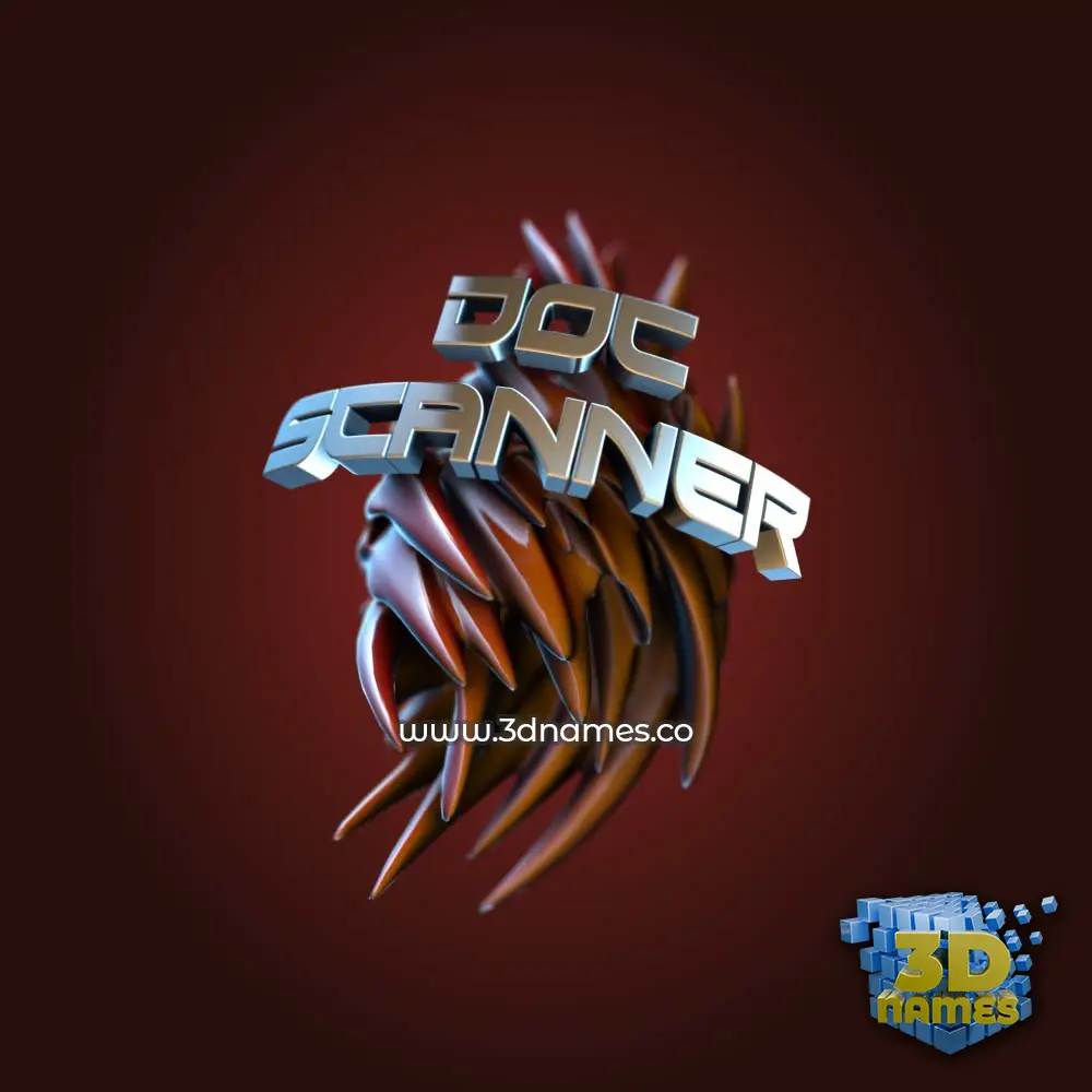 doc scanner in Red Twisted style - 3D name wallpaper