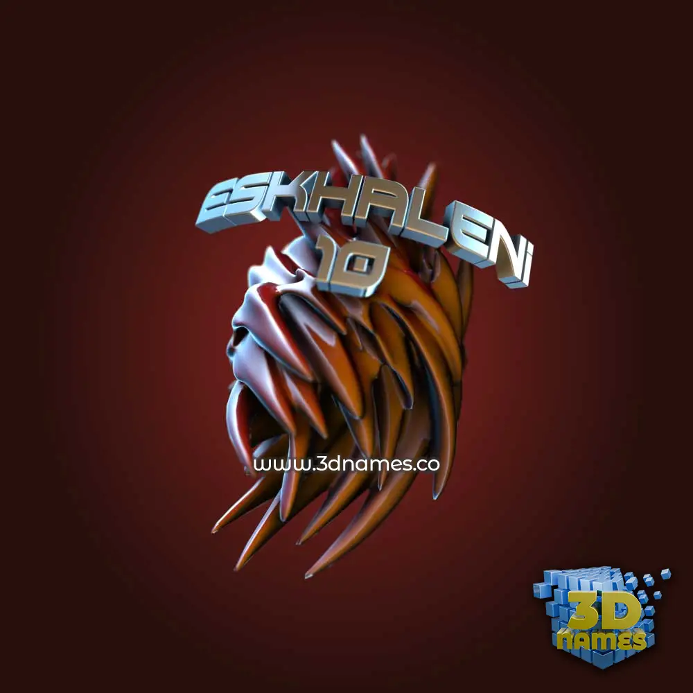 eskhaleni 10 in Red Twisted style - 3D name wallpaper
