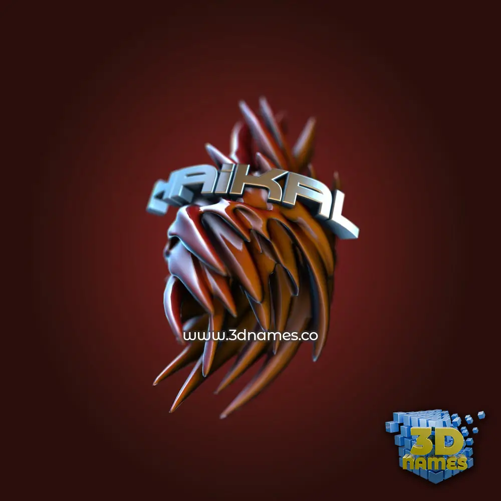 haikal in Red Twisted style - 3D name wallpaper