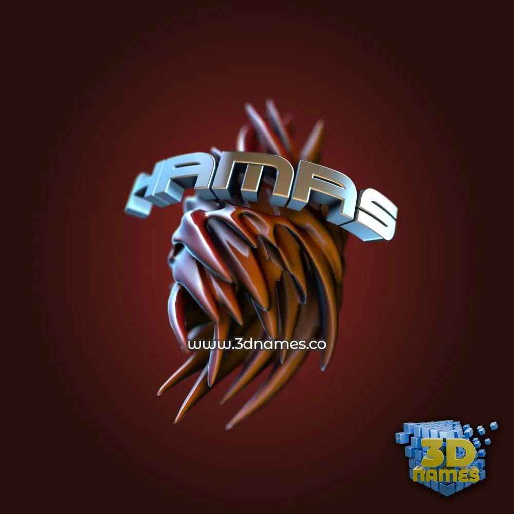 hamas in Red Twisted style - 3D name wallpaper