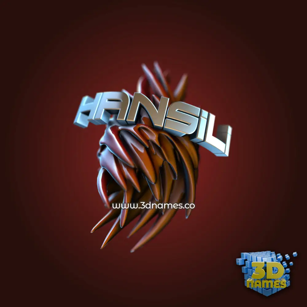 hansili in Red Twisted style - 3D name wallpaper