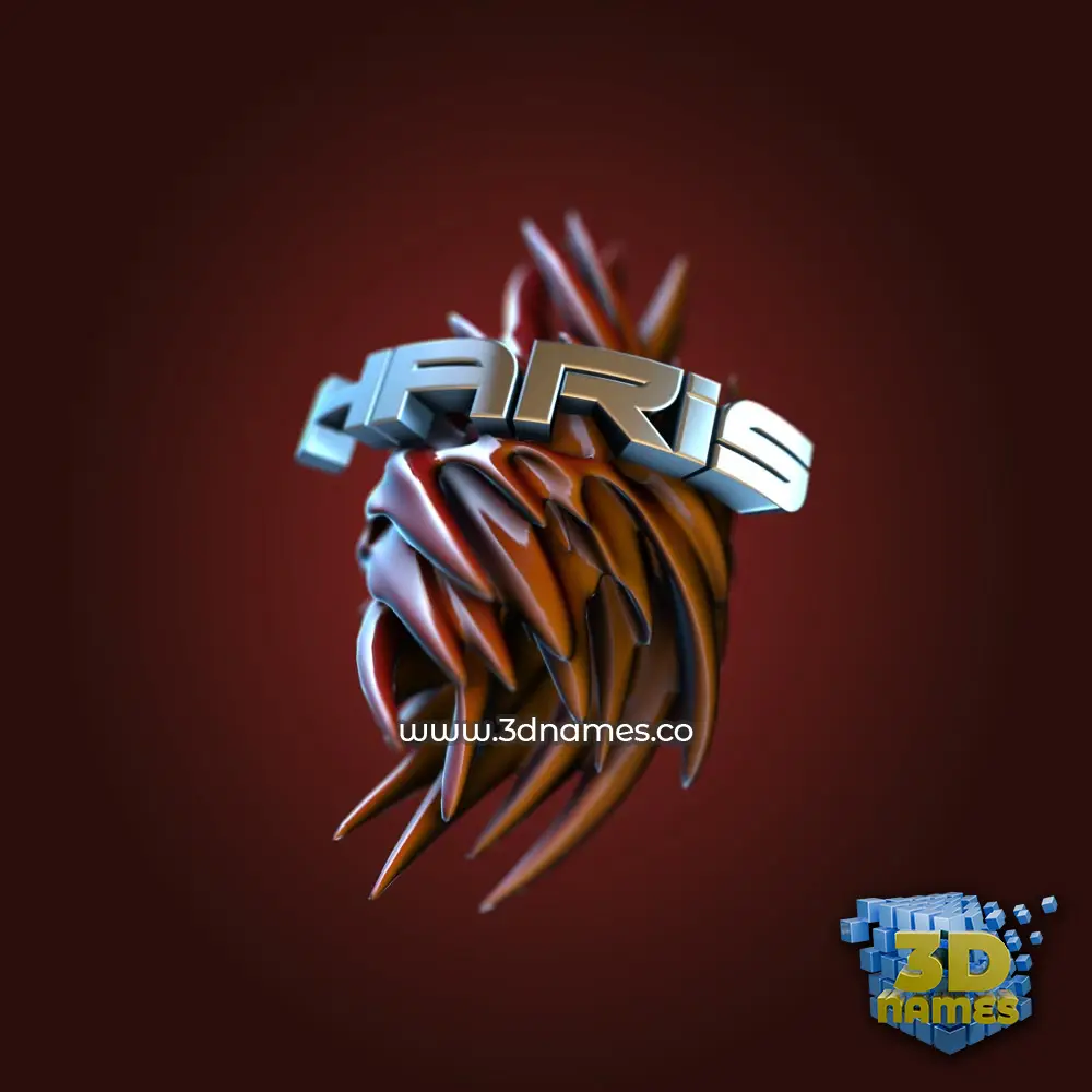 haris in Red Twisted style - 3D name wallpaper