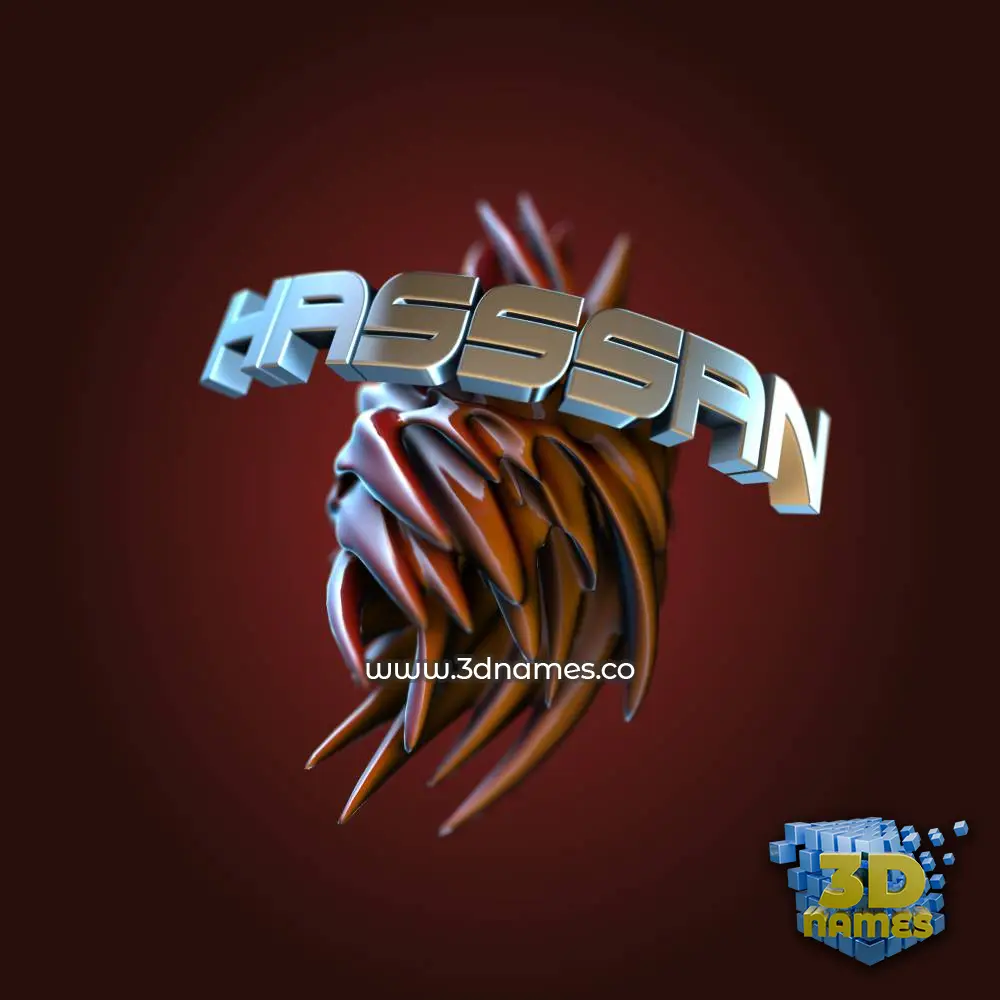 hasssan in Red Twisted style - 3D name wallpaper