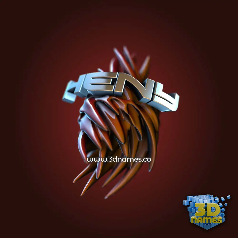 heny in Red Twisted style - 3D name wallpaper