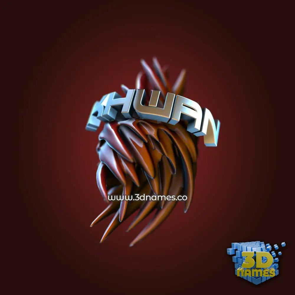 ikhwan in Red Twisted style - 3D name wallpaper
