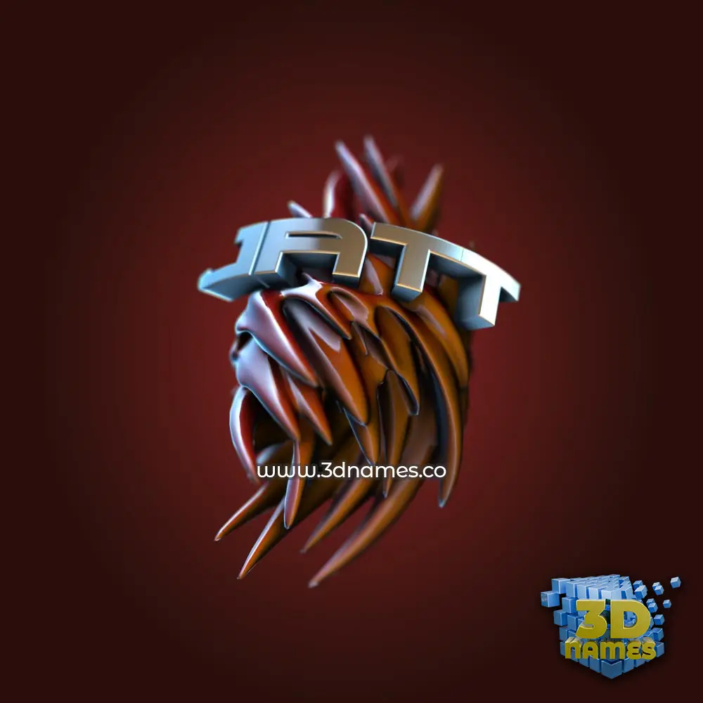 jatt in Red Twisted style - 3D name wallpaper