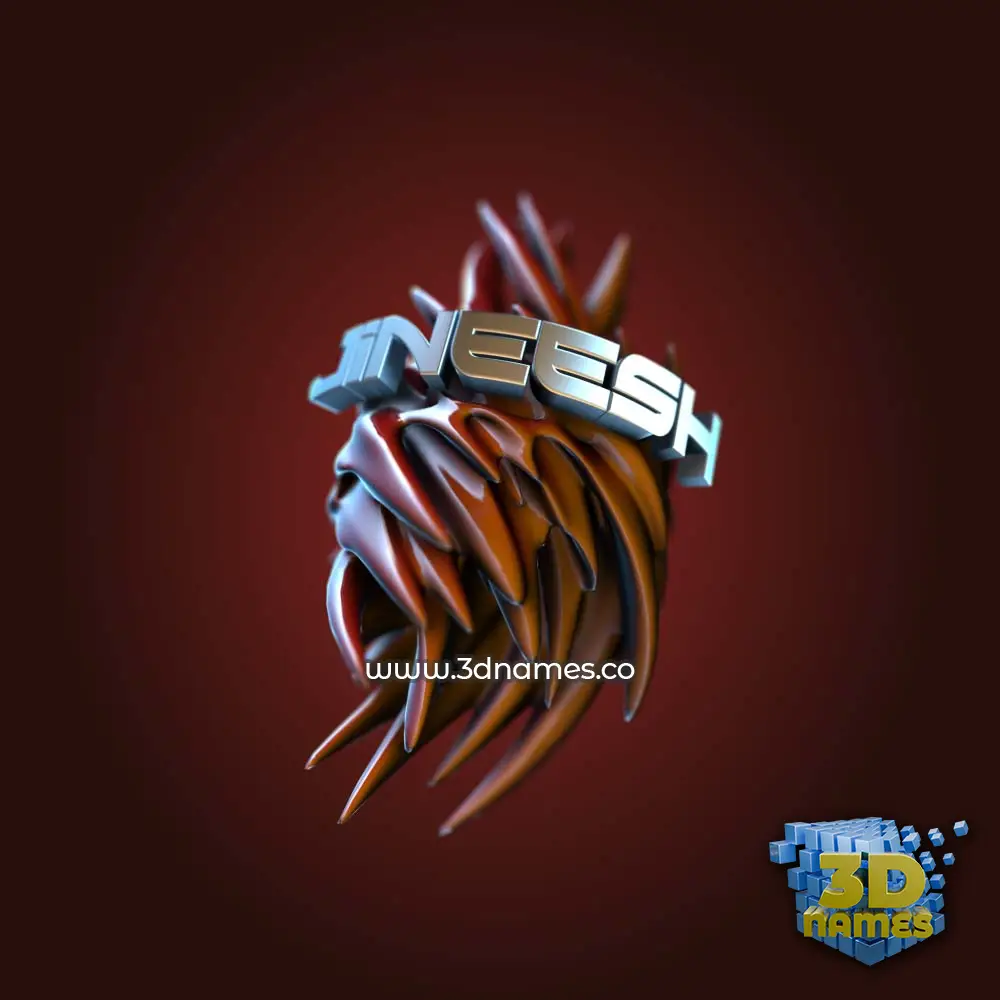jineesh in Red Twisted style - 3D name wallpaper