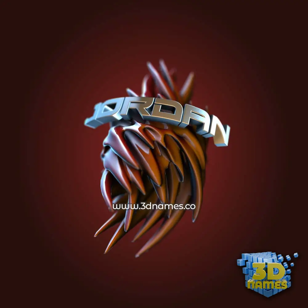 jordan in Red Twisted style - 3D name wallpaper