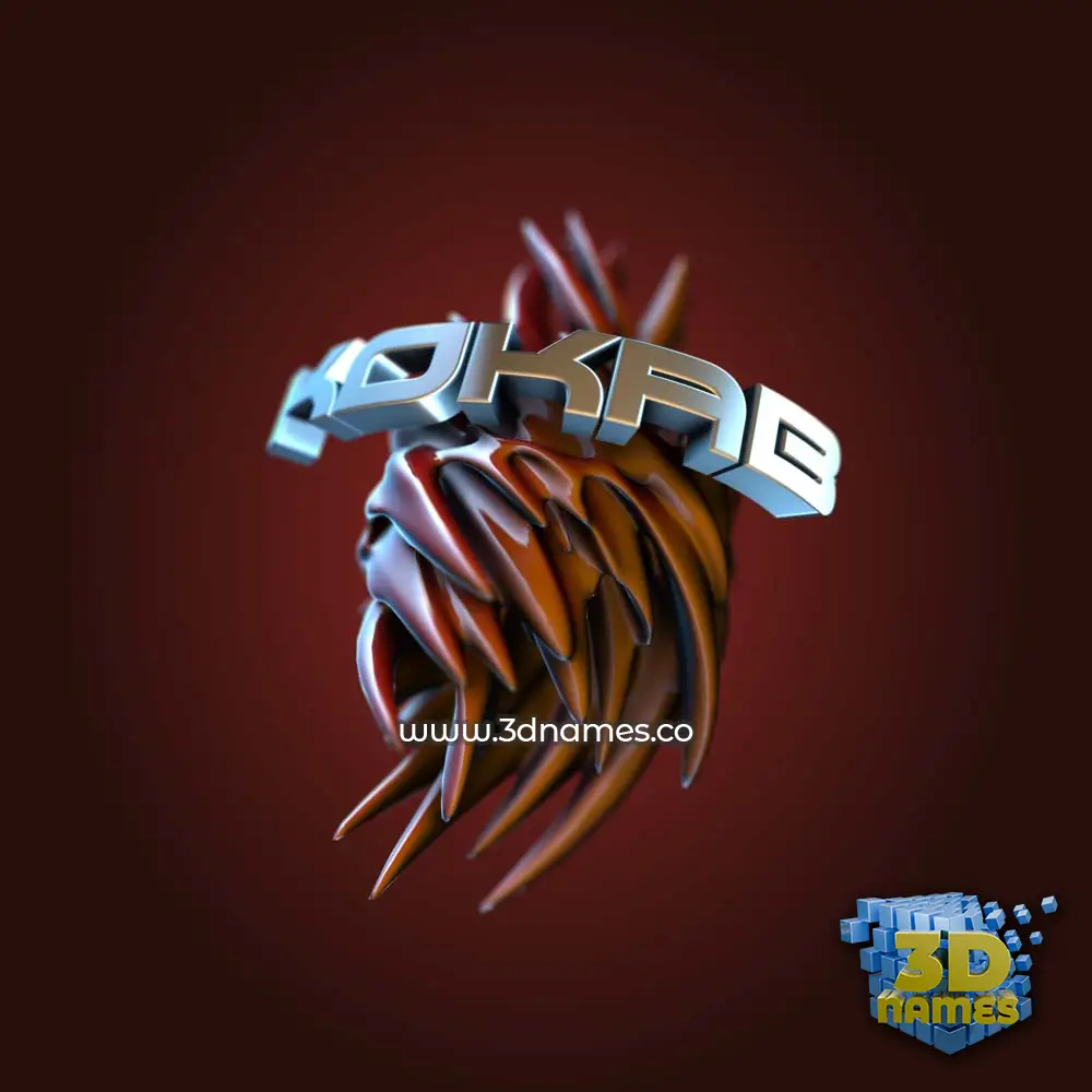 kokab in Red Twisted style - 3D name wallpaper