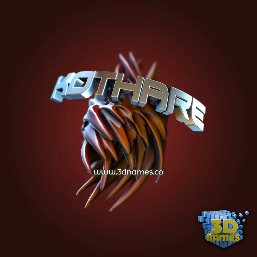 kothare in Red Twisted style - 3D name wallpaper