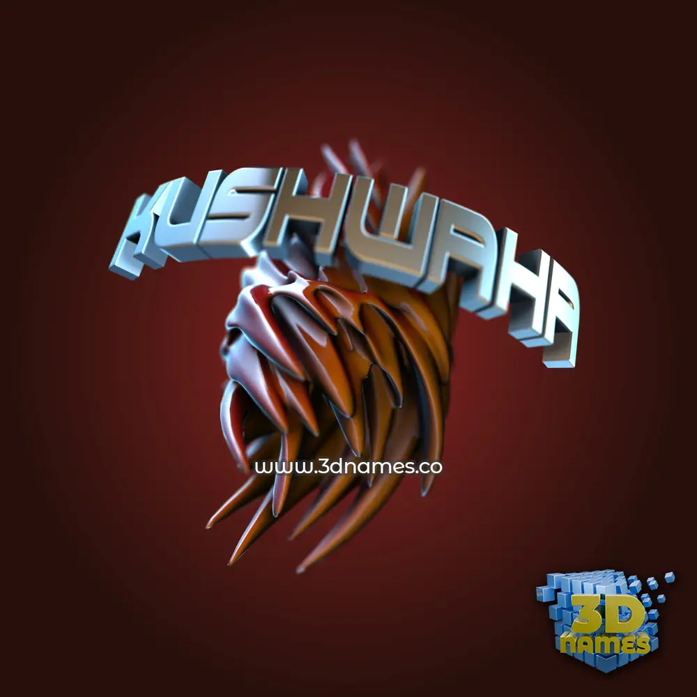 kushwaha in Red Twisted style - 3D name wallpaper