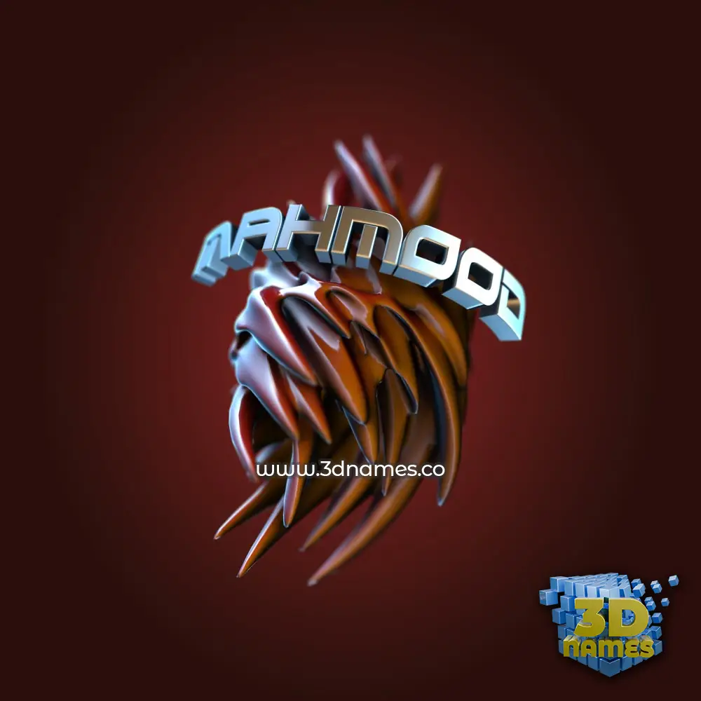 mahmood in Red Twisted style - 3D name wallpaper