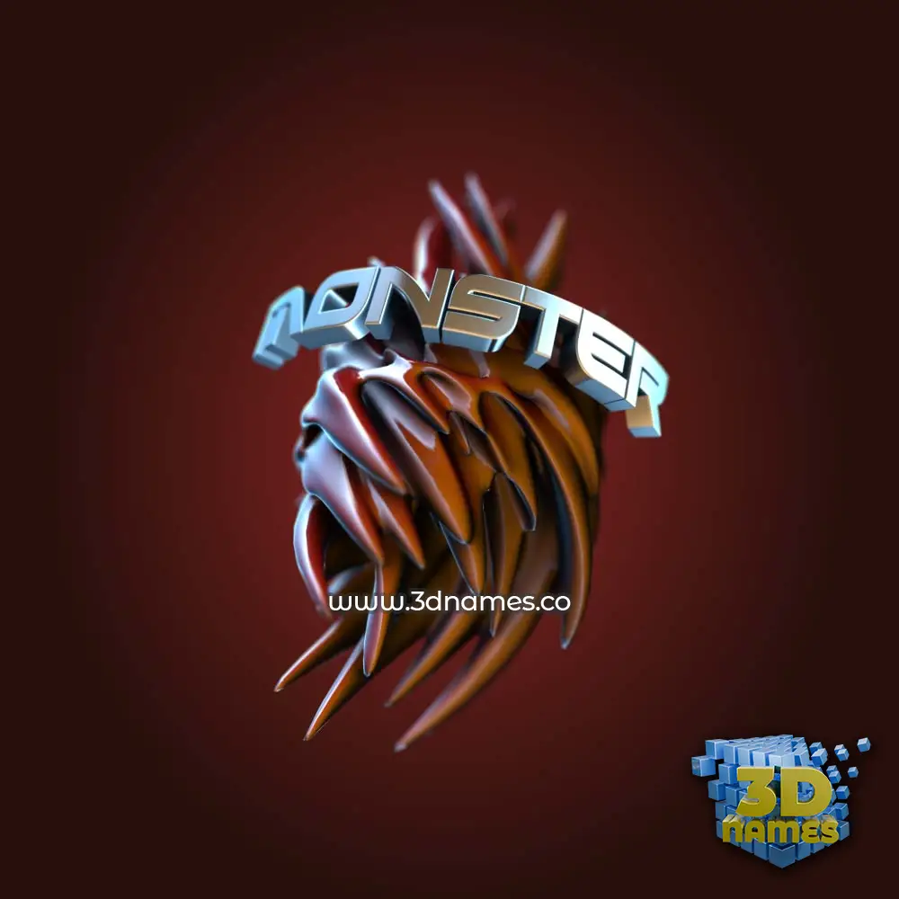 monster in Red Twisted style - 3D name wallpaper