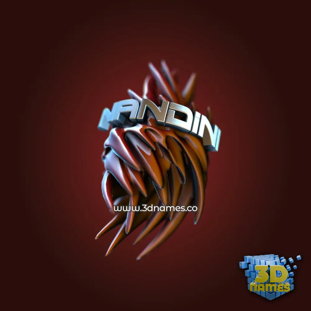nandini in Red Twisted style - 3D name wallpaper