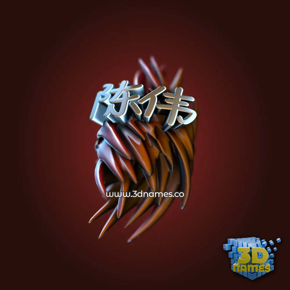 陈伟 in Red Twisted style - 3D name wallpaper