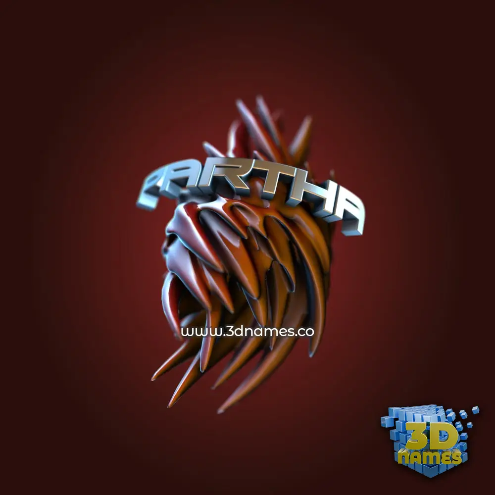 partha in Red Twisted style - 3D name wallpaper