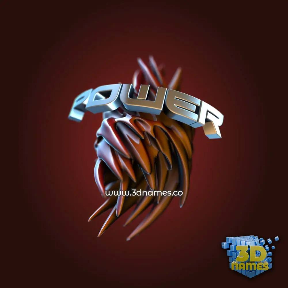 power in Red Twisted style - 3D name wallpaper