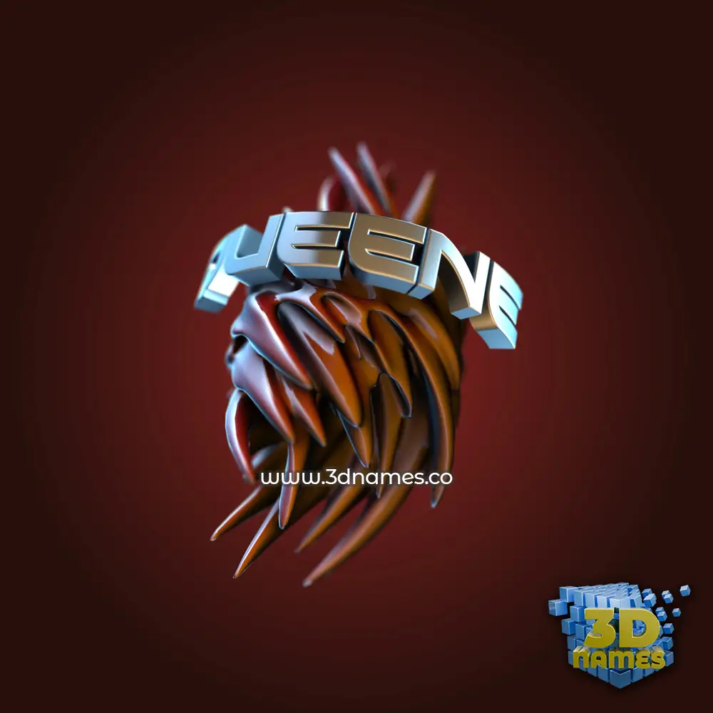 queene in Red Twisted style - 3D name wallpaper
