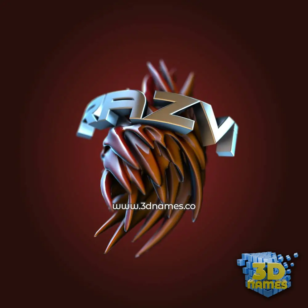 razvi in Red Twisted style - 3D name wallpaper
