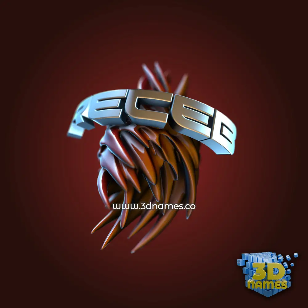 receb in Red Twisted style - 3D name wallpaper