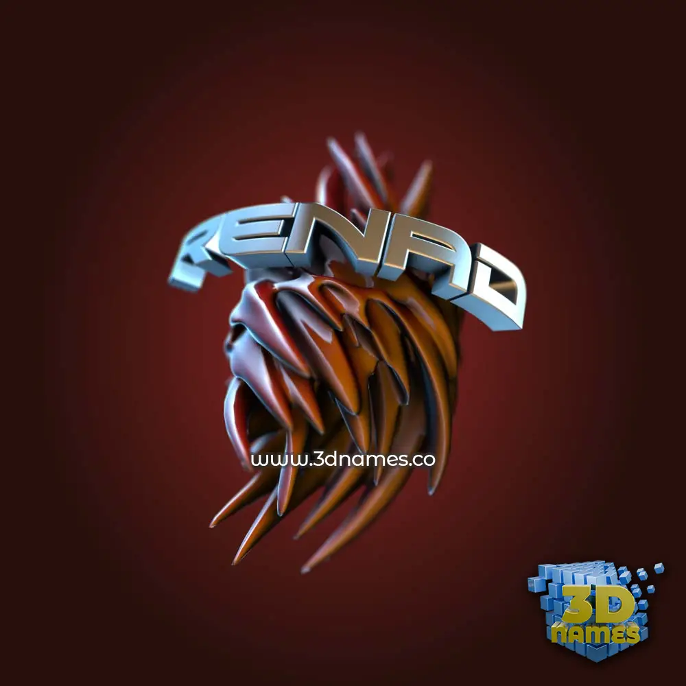 renad in Red Twisted style - 3D name wallpaper