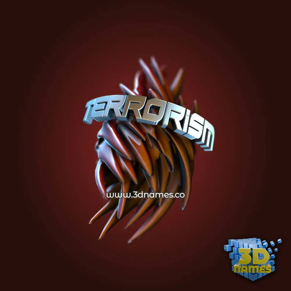 terrorism in Red Twisted style - 3D name wallpaper terrorism in Red Twisted style - 3D name wallpaper