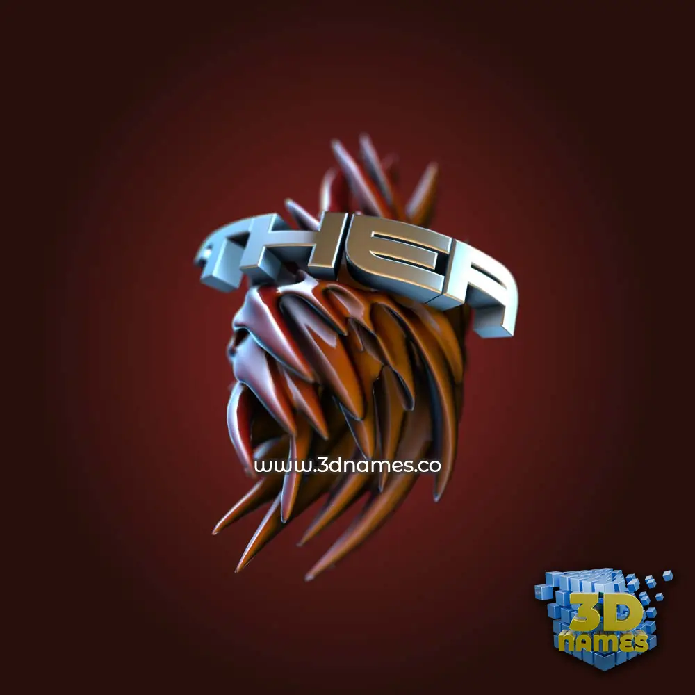 thea in Red Twisted style - 3D name wallpaper