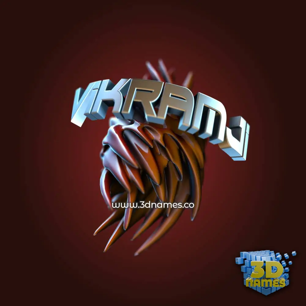 vikramji in Red Twisted style - 3D name wallpaper
