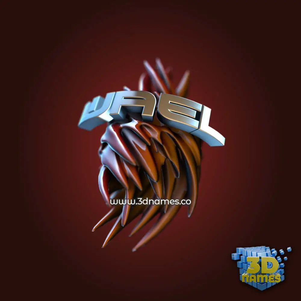 wael in Red Twisted style - 3D name wallpaper