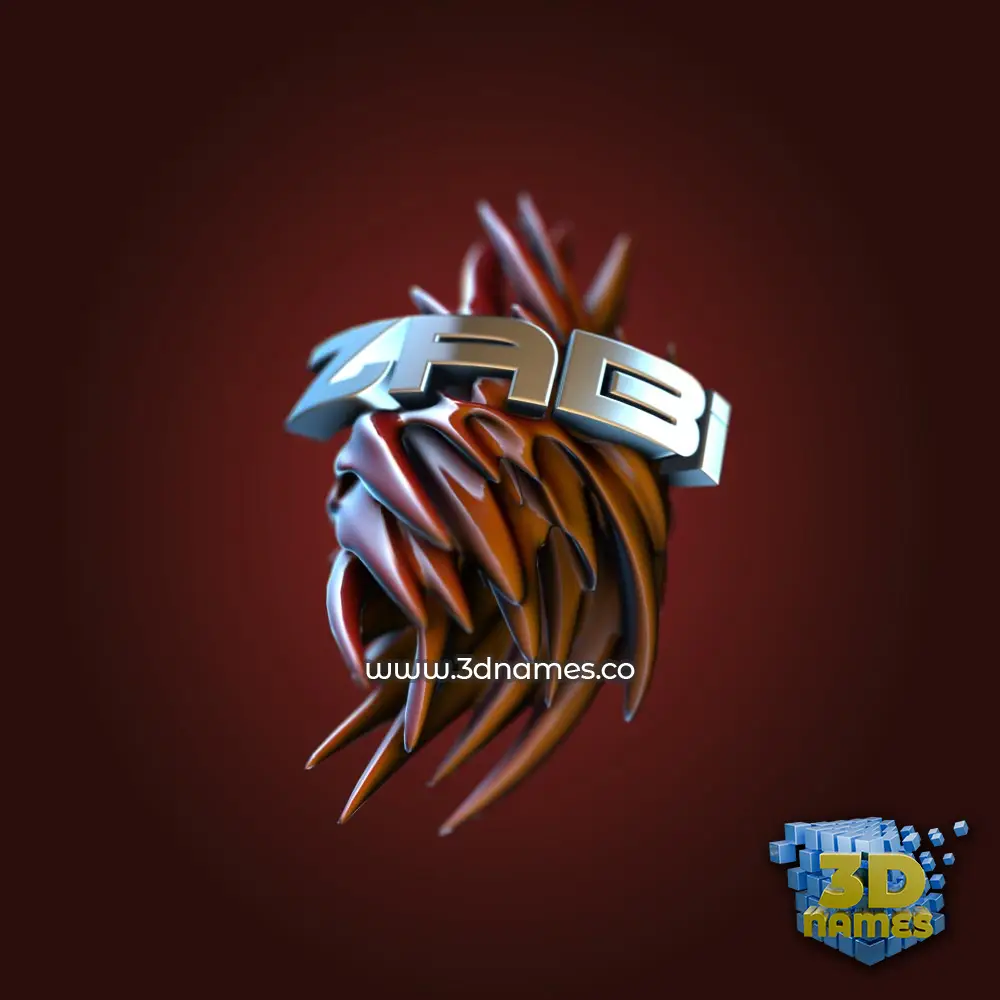 zabi in Red Twisted style - 3D name wallpaper