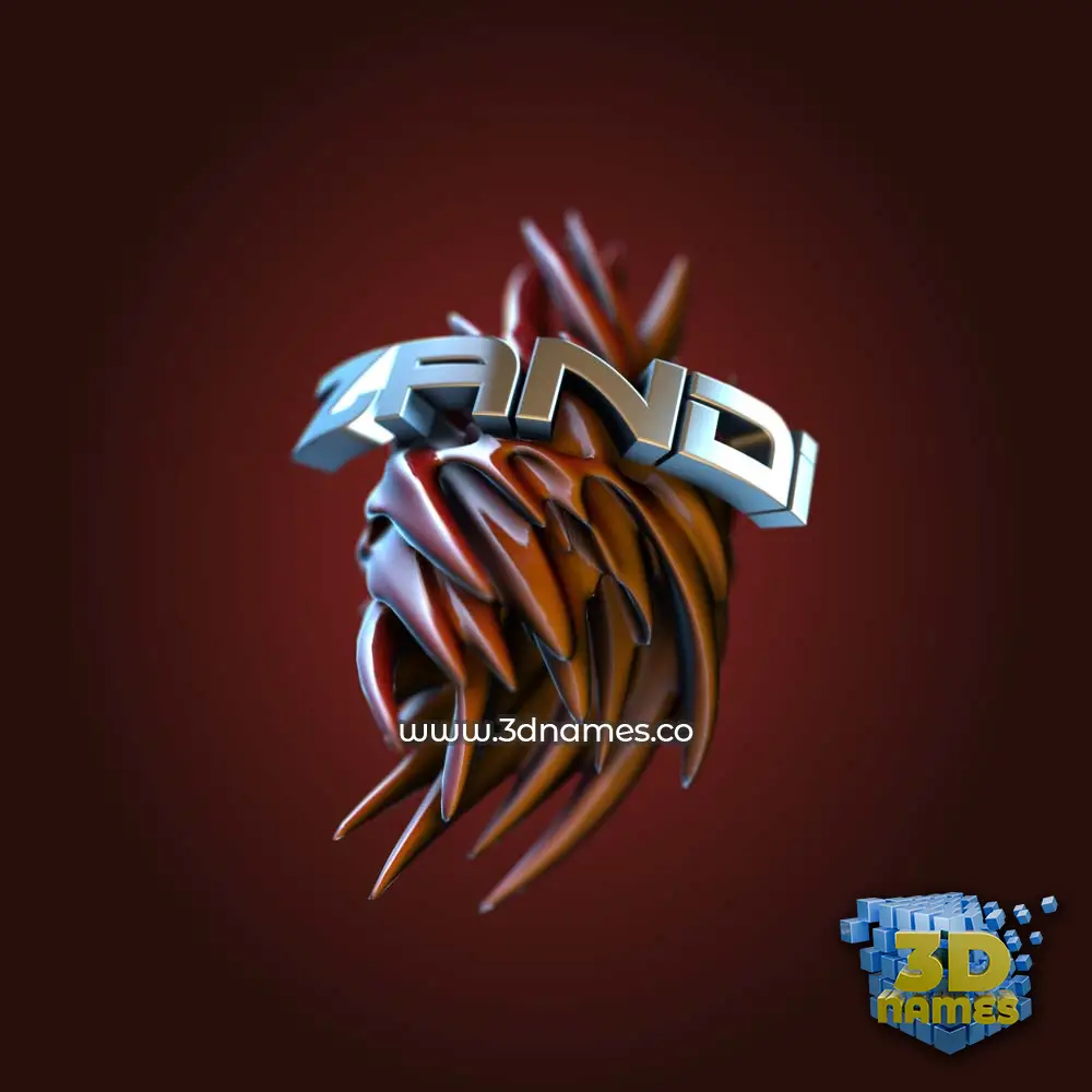 zandi in Red Twisted style - 3D name wallpaper