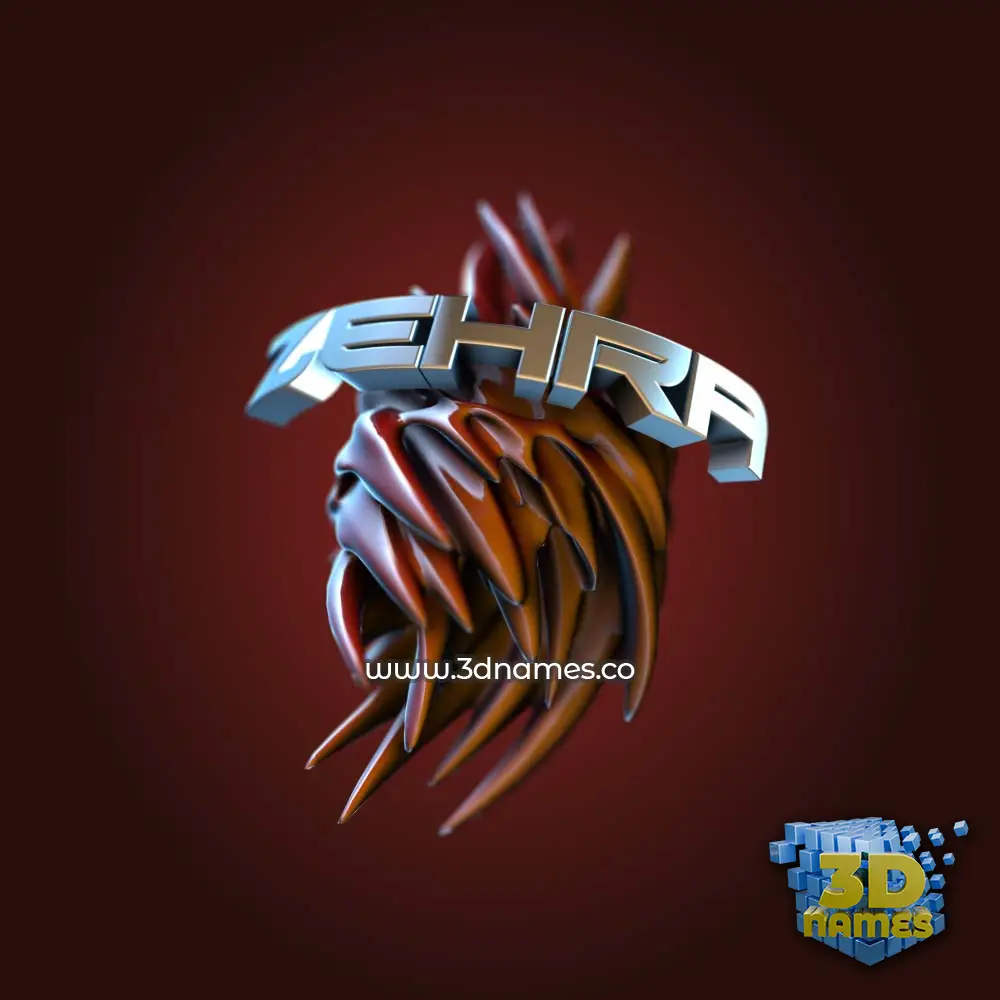 zehra in Red Twisted style - 3D name wallpaper