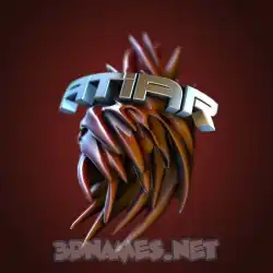 atiar in Red Twisted style - 3D name wallpaper