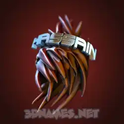 hassain in Red Twisted style - 3D name wallpaper