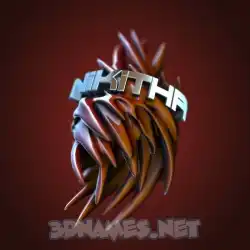 nikitha in Red Twisted style - 3D name wallpaper