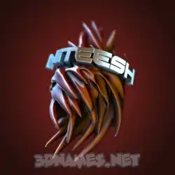 niteesh in Red Twisted style - 3D name wallpaper