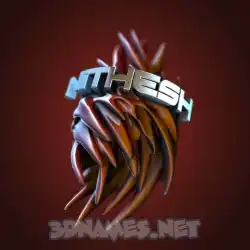 nithesh in Red Twisted style - 3D name wallpaper