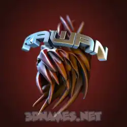 rawan in Red Twisted style - 3D name wallpaper