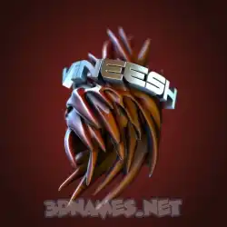 vineesh in Red Twisted style - 3D name wallpaper